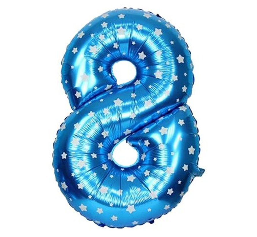 Folieballon 8 Blauw/Wit 35 cm