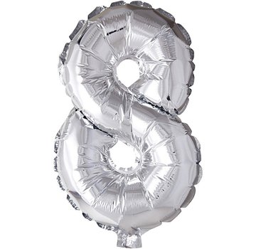 Joni's Winkel Folieballon 8 Zilver 35 cm