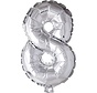 Folieballon 8 Zilver 35 cm