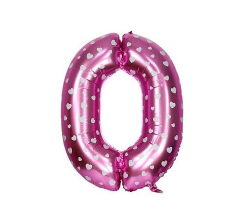 Joni's Winkel Folieballon 0 Roze/Wit 35 cm