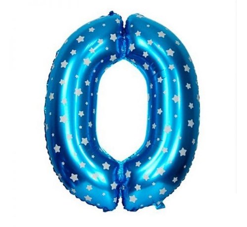 Joni's Winkel Folieballon 0 Blauw/Wit 35 cm