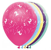 Folat Ballonnen getal 2 & Confetti 5 stuks 30 cm