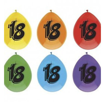 Haza Original Ballon 18 jaar Multi/Zwart 6 stuks 30 cm