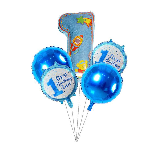 Joni's Winkel Ballonnen set First birthday boy blauw