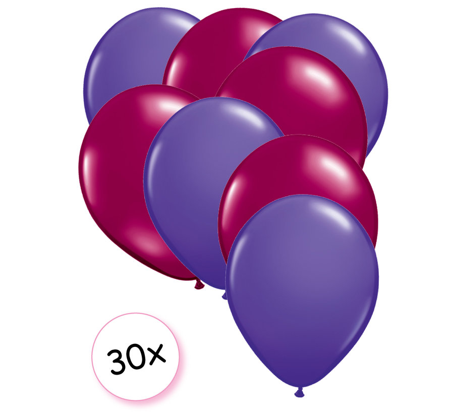 Ballonnen Paars & Fuchsia 30 stuks 27 cm