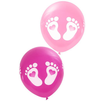 PartyXplosion Ballonnen voetjes roze 8 stuks 25 cm