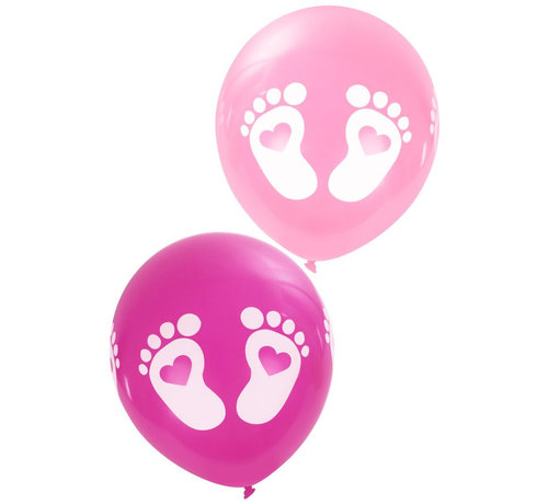 PartyXplosion Ballonnen voetjes roze 8 stuks 25 cm