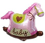 Folieballon Hobbelpaard 40x30cm roze