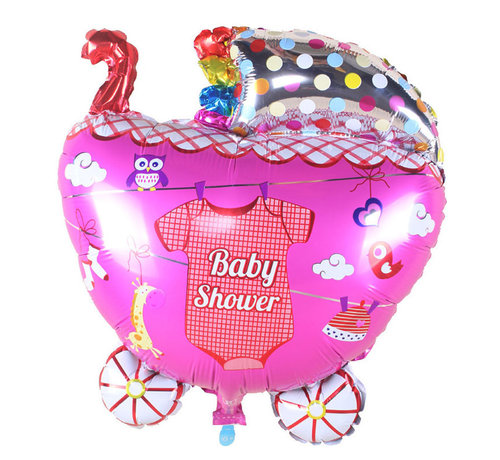 Joni's Winkel Folieballon XL Kinderwagen Meisje 65x55cm