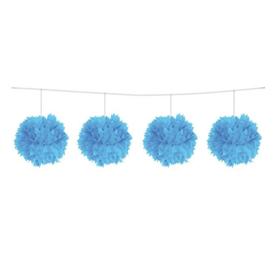 Slinger Pompom Licht blauw 3 meter