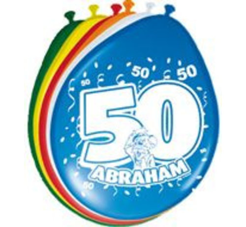 Ballonnen hoera Abraham 8 stuks 30 cm