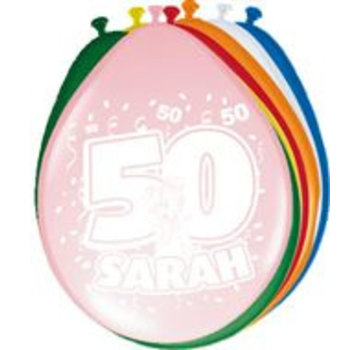 Ballonnen Hoera Sarah 8 stuks 30 cm