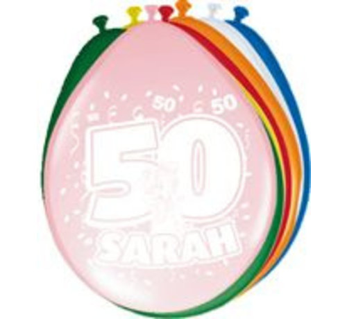 Ballonnen Hoera Sarah 8 stuks 30 cm