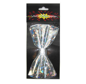 Vlinderstrik hologram zilver