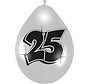 Ballonnen 25 jaar Zilver Zwart 6 stuks 30 cm