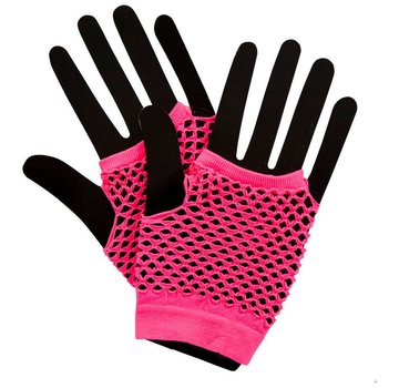 Joni's Glow-Shop Fishnet handschoenen fluor roze / Fishnet gloves neon pink