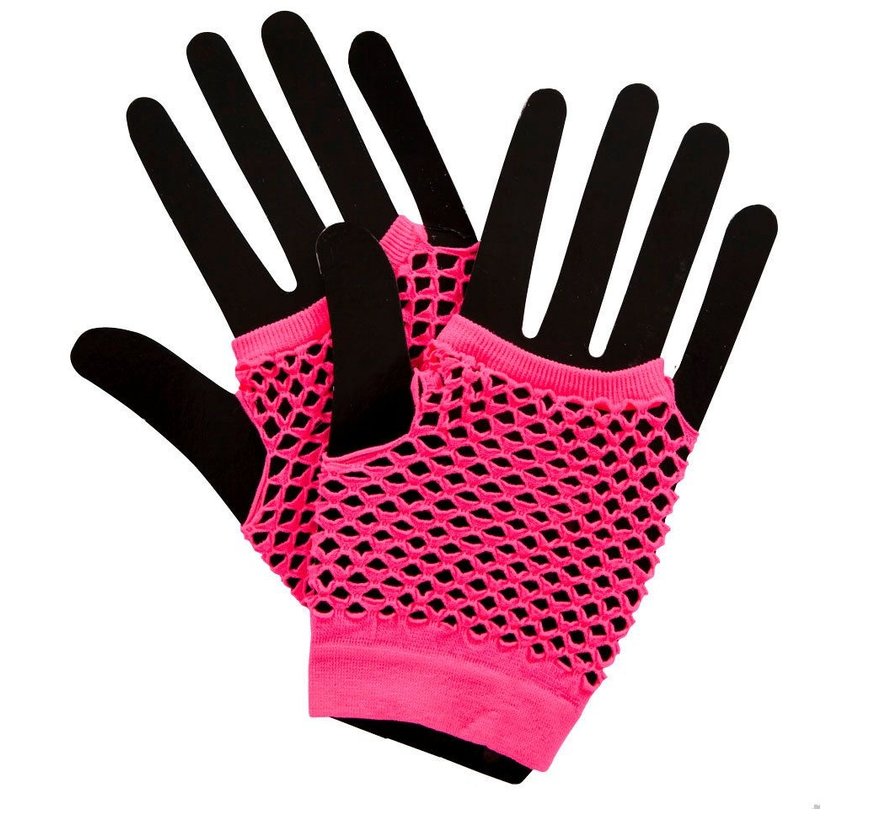 Fishnet handschoenen fluor roze / Fishnet gloves neon pink