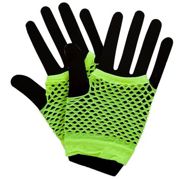 Joni's Glow-Shop Fishnet handschoenen fluor geel / Fishnet gloves neon yellow