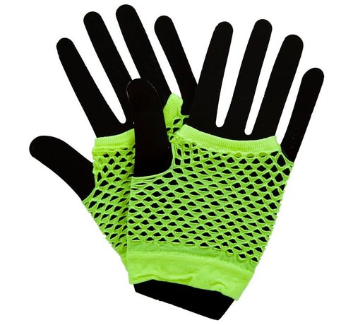 Joni's Glow-Shop Fishnet handschoenen fluor geel / Fishnet gloves neon yellow