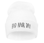 Joni's Glow-Shop Muts "Bad hair day" Wit - Beanie "Bad hair day" White