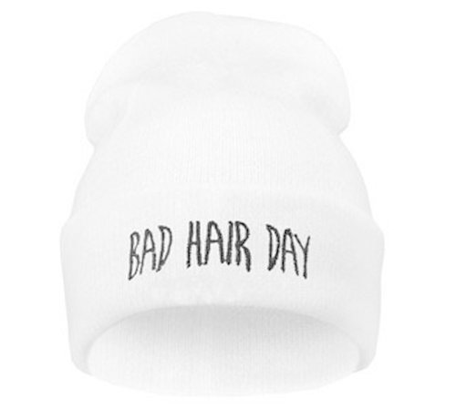 Joni's Glow-Shop Muts "Bad hair day" Wit - Beanie "Bad hair day" White