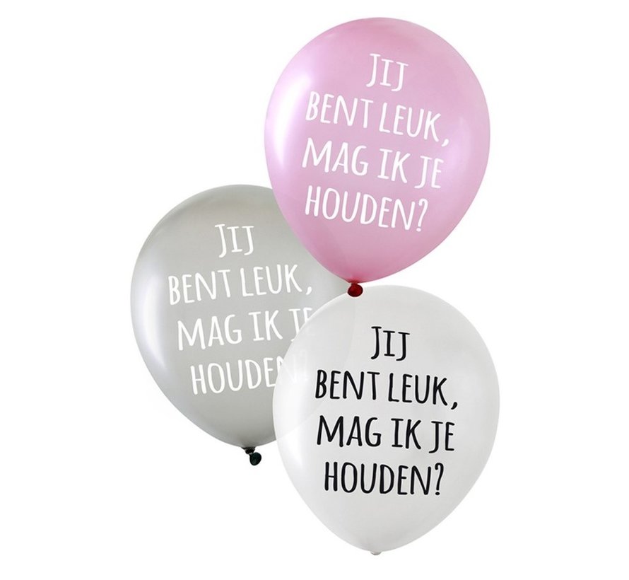 Ballonnen Jij bent leuk, Mag ik je houden? 36 cm 6 stuks