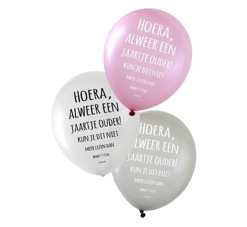 PartyXplosion Ballonnen Hoera, alweer een jaartje ouder! 36 cm 6 stuks