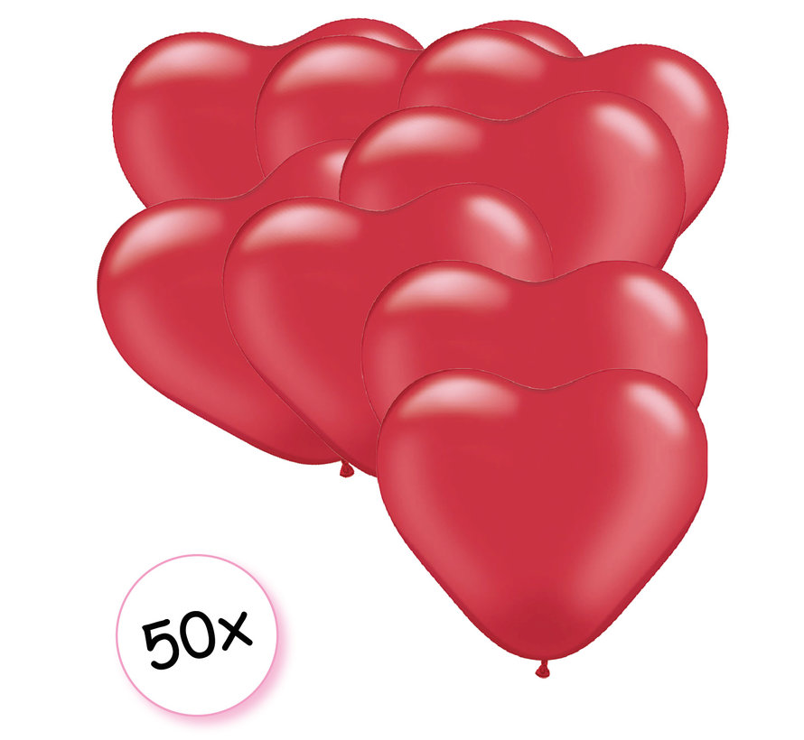 Ballonnen hartjes rood 50 stuks 26 cm