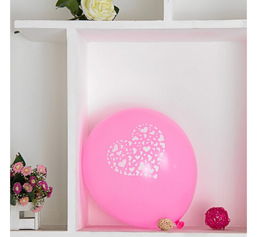 Ballonnen hart roze-wit 8 stuks 30 cm