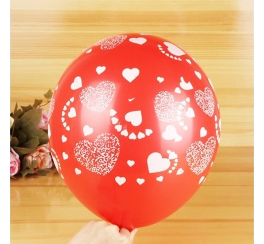 Ballonnen Love rood-wit/wit-rood 8 stuks 32 cm