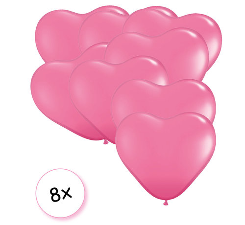 Joni's Winkel Ballonnen Hartvormig Fluor roze 8 stuks 9 cm