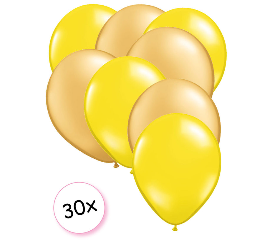 Ballonnen Geel & Goud 30 stuks 27 cm