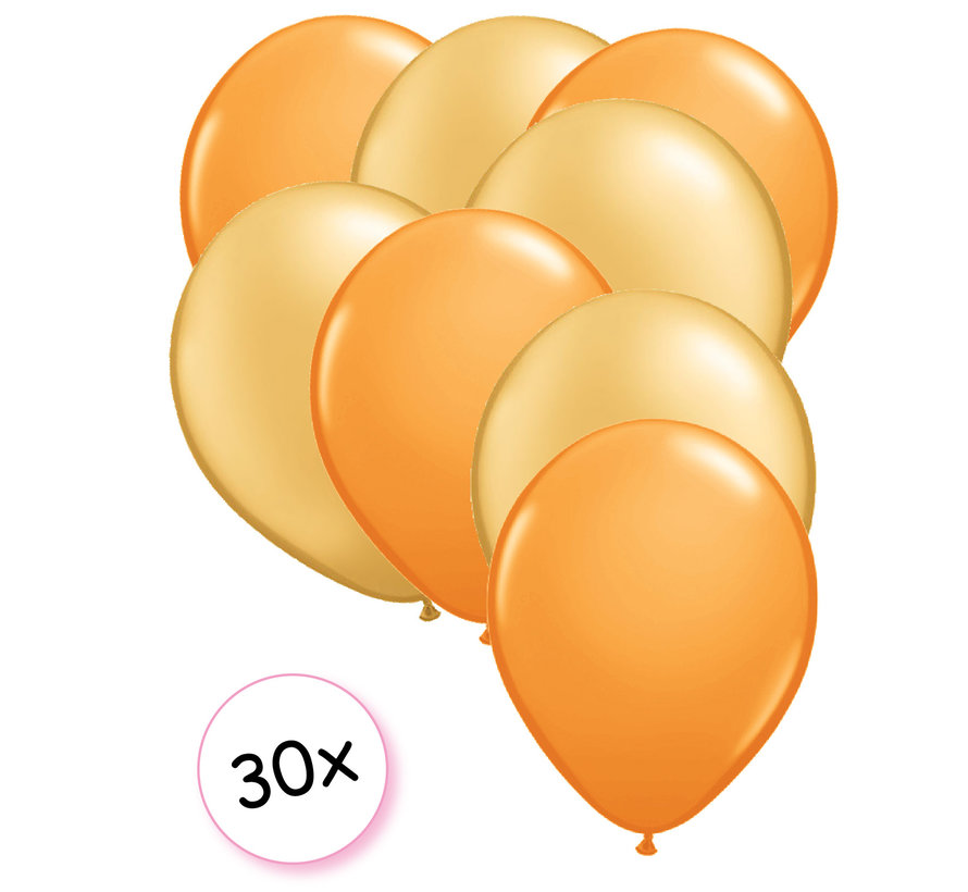 Ballonnen Oranje & Goud 30 stuks 27 cm