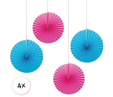 Joni's Winkel Waaiers Roze & Licht blauw 4 stuks 30 cm