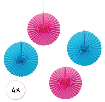 Joni's Winkel Waaiers Roze & Licht blauw 4 stuks 30 cm