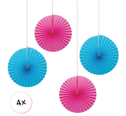 Joni's Winkel Waaiers Roze & Licht blauw 4 stuks 30 cm