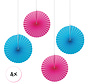 Waaiers Roze & Licht blauw 4 stuks 30 cm