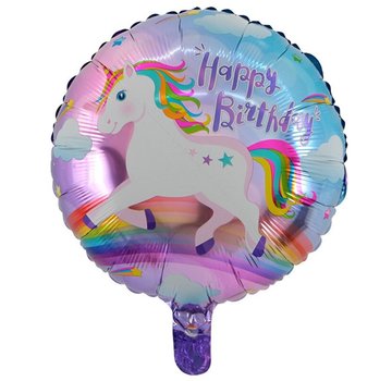 Joni's Winkel Folieballon Happy birthday eenhoorn rond 45x45cm