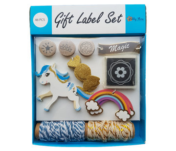 Joni's Winkel Cadeau labels Eenhoorn Blauw 46 delig