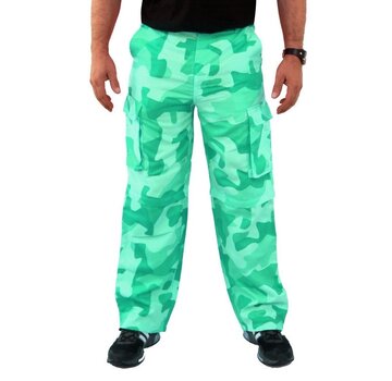 Joni's Glow-Shop Fluor groene camo Broek - Neon green camo Pants