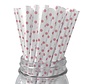 Papieren rietjes Dots Wit/Roze 16 stuks