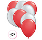 Ballonnen Rood & Zilver 30 stuks 27 cm