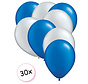 Ballonnen Blauw & Zilver 30 stuks 27 cm