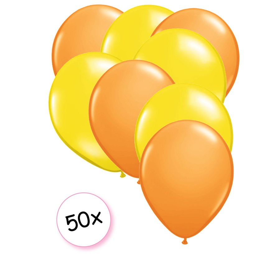 Ballonnen Oranje & Geel 50 stuks 27 cm