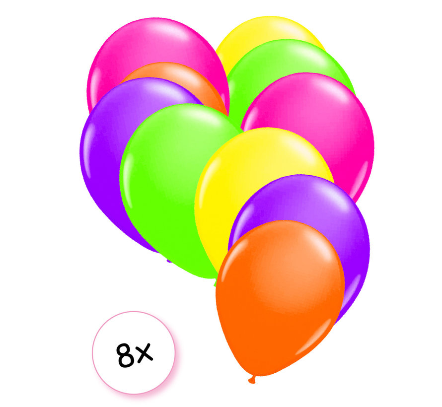 Ballonnen Neon 8 stuks 25 cm