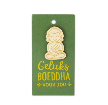 Miko Houten Broche "Geluksboeddha"
