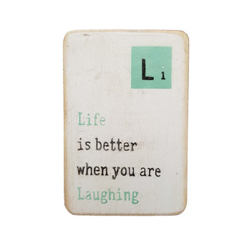 Houten magneet "Laughing"