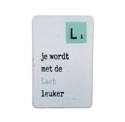 Houten magneet "Lach"