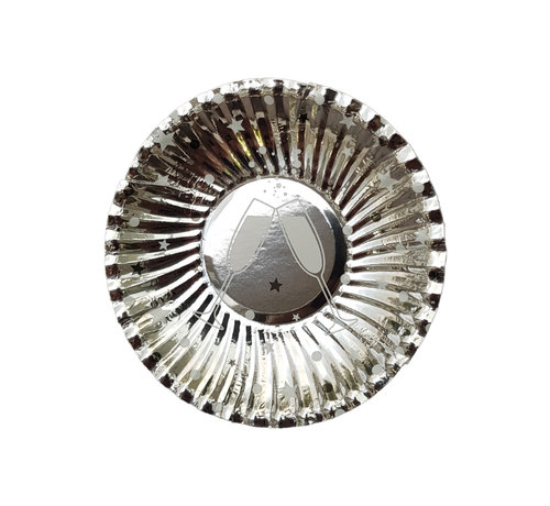 Joni's Winkel Oliebol bordjes Chapagne zilver 8 stuks 10 cm
