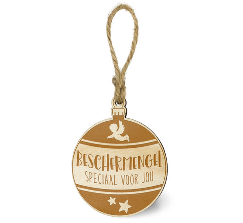 Miko Houten Kerstbal "Bechermengel"